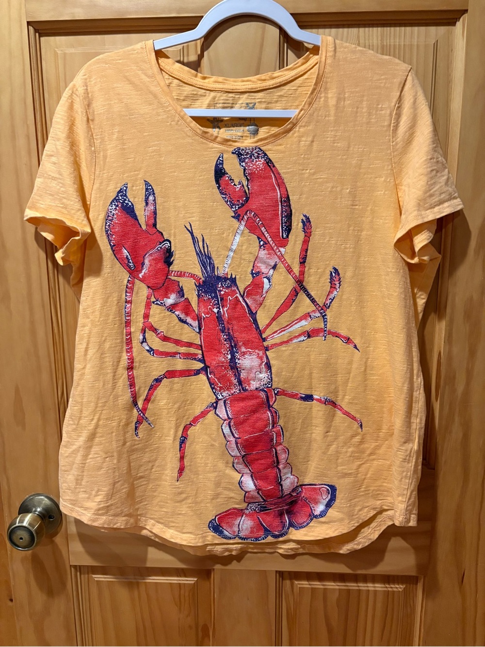Sun Bay slub knit graphic tee large stylized red and blue lobster women’s XL